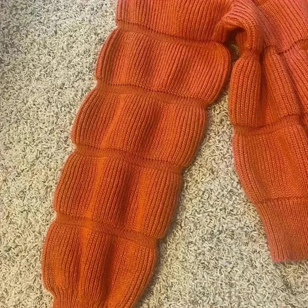 Pretty Garden Rust Balloon Puff Sleeve Cozy Knit Sweater Size M - Picture 5 of 12